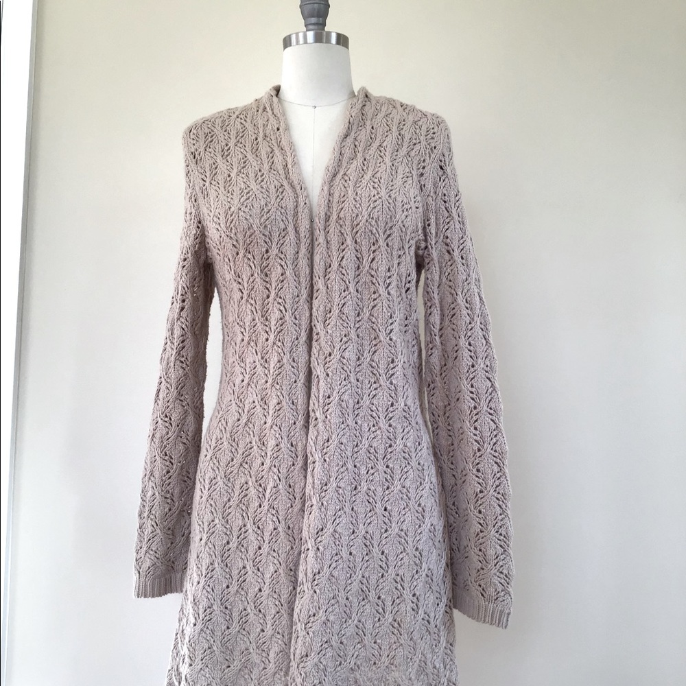 Knee length cotton cardigan